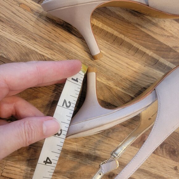 Nina Ricci Cream Satin Slingback Sandals w Rhinestone Accent Open Toe - Picture 11 of 15